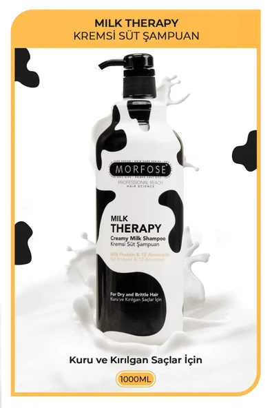 Morfose Milk Therapy Şampuan 1000 ml - Süt Proteinli, Onarıcı, Besleyici Etki ürün görseli 1