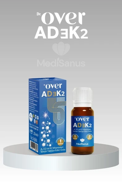 DR OVER AD3K2, A Vitamini, D Vitamini, K vitamini içeren gıda takviyesi, 20 ml, 400 damla, D3K2 ürün görseli 1