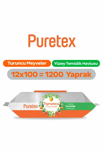 Puretex Yüzey Temizlik Havlusu Turuncu Meyveler 12x100 (1200 Yaprak) ürün görseli 1