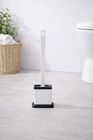 Silikon Tuvalet Fırçası Pratik Silikon Wc Klozet Fırçası Kare Beyaz  S-220 ürün görseli 1