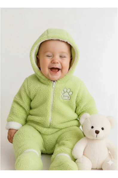 Wellsoft Peluş Bebek Tulum, Kışlık Kapüşonlu,Kız/Erkek ürün görseli 1