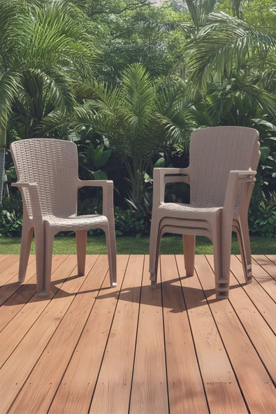Evdemo Side 4'lü Rattan Sandalye Cappuccino ürün görseli 1