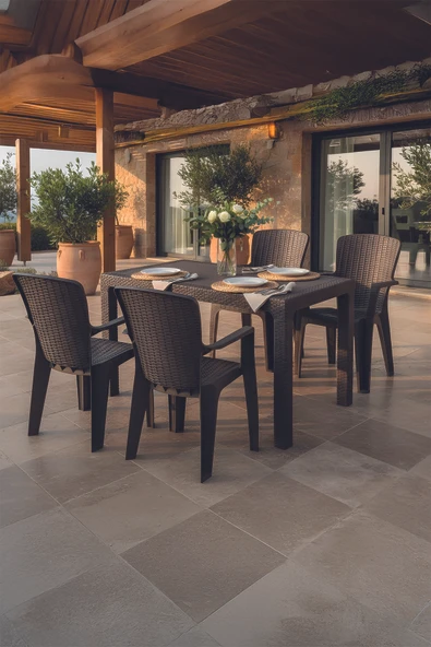 Evdemo Side 4 Kişilik Rattan Masa Sandalye Takımı Siyah ürün görseli 1