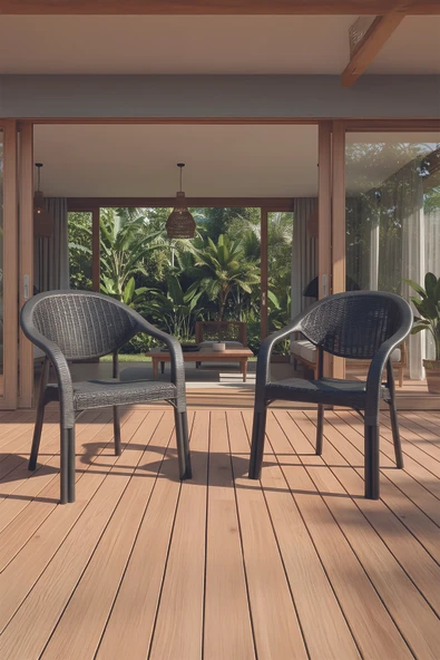 Evdemo Bamboo 2'li Rattan Sandalye Siyah ürün görseli 1