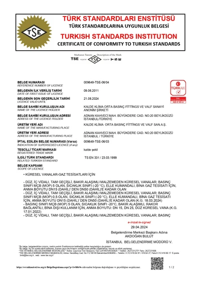 KALDE 1/2" Kilitli Gaz Vanası - Resim 2