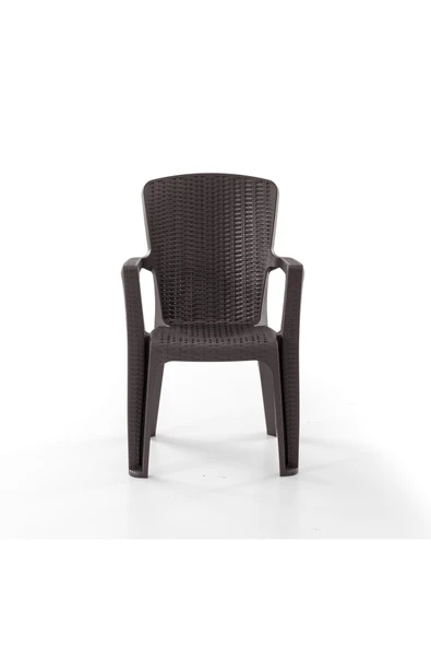 Evdemo Side 2'li Rattan Sandalye Kahve - Resim 3