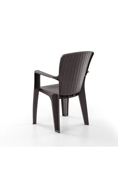 Evdemo Side 2'li Rattan Sandalye Kahve - Resim 5