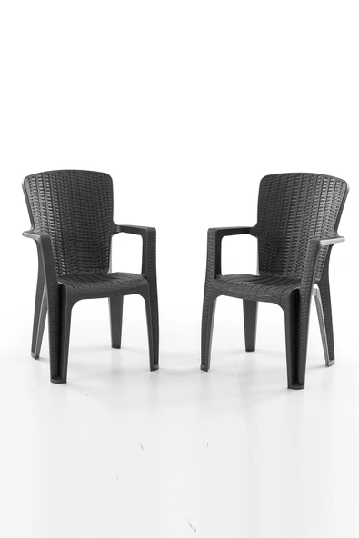 Evdemo Side 2'li Rattan Sandalye Siyah ürün görseli 1