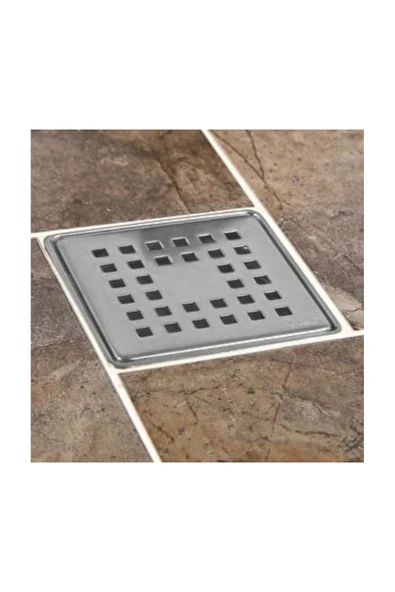 GoHangar Krom Süzgeç - Yandan Çıkış - 10 x 10 cm - Q  50 mm Çıkışlı - Banyo Süzgeci - Balkon - Gider ürün görseli 1