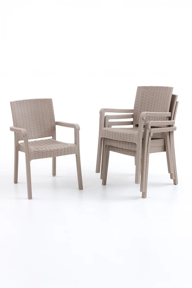 Evdemo King 4'lü Rattan Sandalye Cappuccino ürün görseli 1
