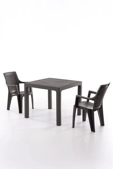Evdemo Efes 2 Kişilik Rattan Masa Sandalye Takımı Kahve ürün görseli 1