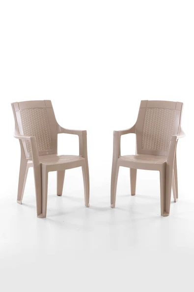 Evdemo Efes 2'li Rattan Sandalye Cappuccino ürün görseli 1