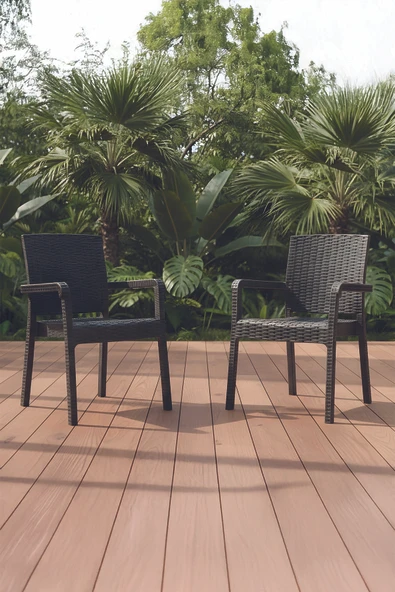 Evdemo King 2'li Rattan Sandalye Kahve ürün görseli 1
