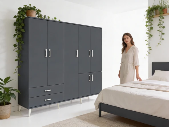 Dienni Hyperion Dolap 12 Raflı 2 Çekmeceli 7 Kapaklı 220x44x163 Antrasit-Antrasit Henüz Yorum Yazılmamış. ürün görseli 1