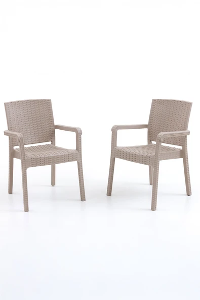 Evdemo King 2'li Rattan Sandalye Cappuccino ürün görseli 1