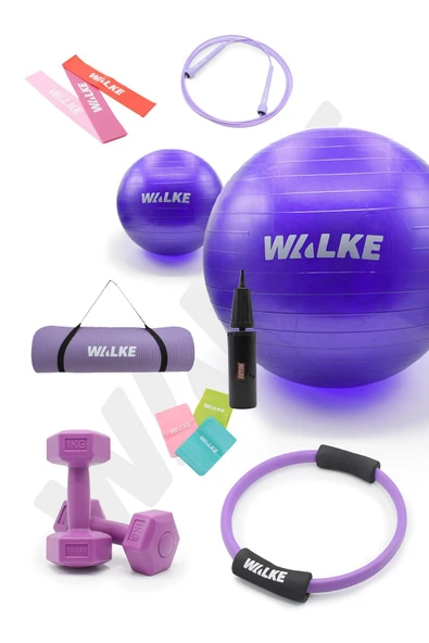 Walke 14 Parça Lüx Pilates Seti 55 Cm Pilates Topu Pilates Matı Pilates Çemberi 2 X 1 Kg Dambıl ürün görseli 1
