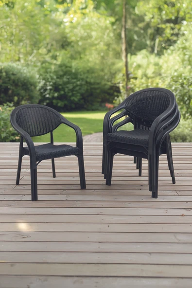 Evdemo Bamboo 4'lü Rattan Sandalye Siyah ürün görseli 1