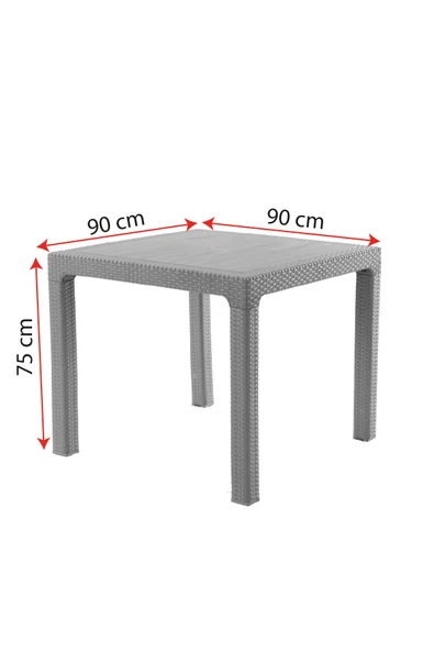 Evdemo Rattan 90x90 cm Masa Siyah - Resim 2