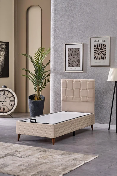 Evdemo Vizyon Tek Kişilik Baza Başlık Set Krem 90*190 ürün görseli 1