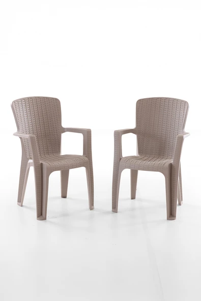 Evdemo Side 2'li Rattan Sandalye Cappuccino - Resim 2