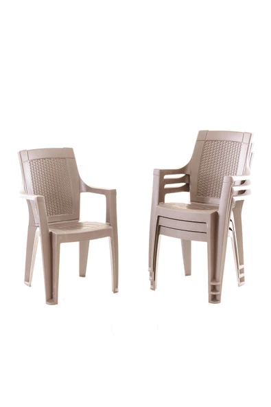 Evdemo Efes 4'lü Rattan Sandalye Cappuccino ürün görseli 1