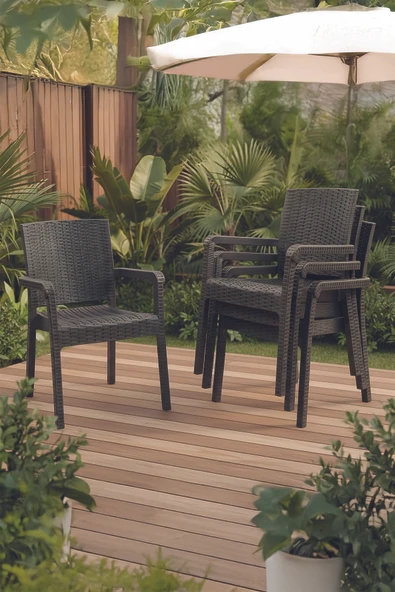 Evdemo King 4'lü Rattan Sandalye Kahve ürün görseli 1