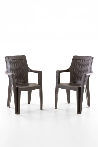 Evdemo Efes 2'li Rattan Sandalye Kahve - Resim 2