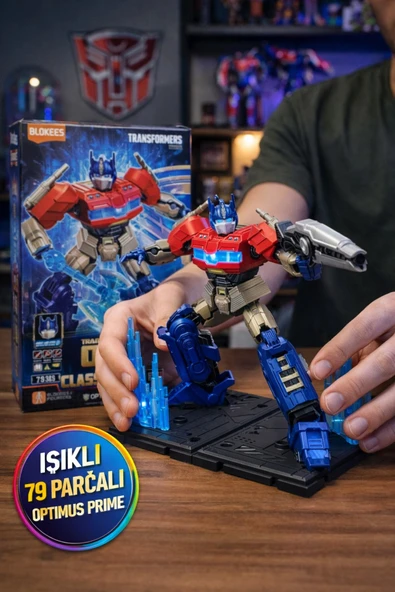 Blokees Transformers Işıklı Optimus Prime Figür Hareketli Eklem LED Göğüs Gözler Resmi Lisans Model ürün görseli 1