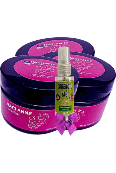 Hacı Anne Hemoplus Kremi 200 ml x 3 adet + Çörek Otu Yağı 30 ml ürün görseli 1