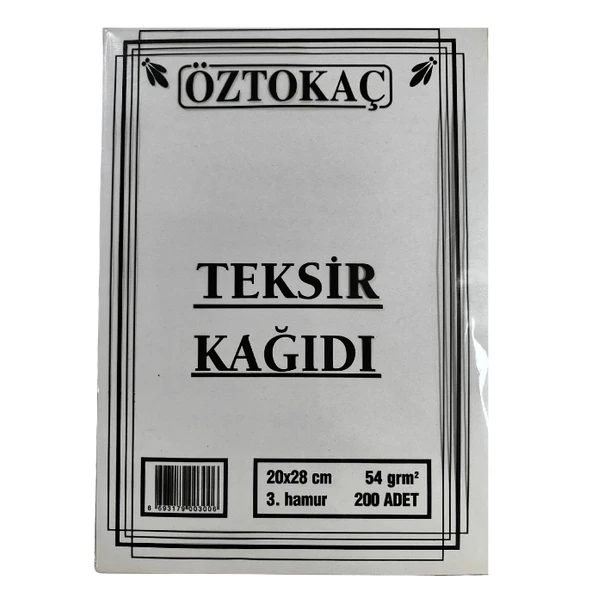 Öztokaç Teksir Kağıdı 20 X 28 Cm 3. Hamur 54 Gr 200'lü Paket ürün görseli 1