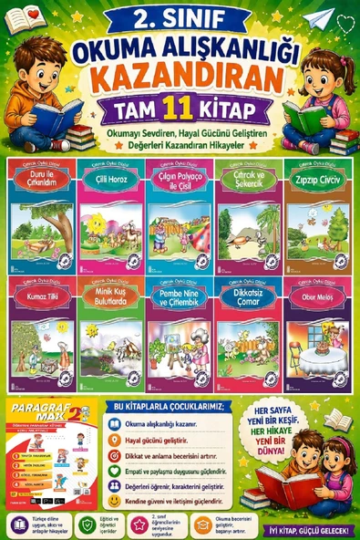 2. Sınıf Okuma Alışkanlığı Kazandıran Okumayı Sevdiren Tam 11 Kitap - 9 ürün görseli 1