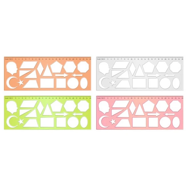 Hatas Geometrik Şablon Cetvelli Atatürklü 25 Cm 02285 ürün görseli 1