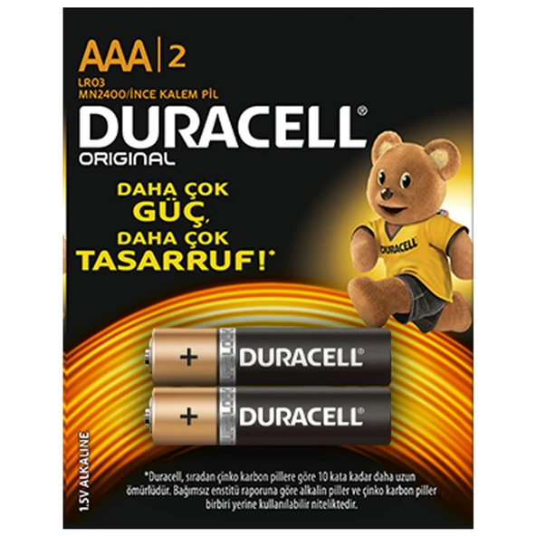 Duracell Alkalin İnce Kalem Pil (aaa) 2'li ürün görseli 1