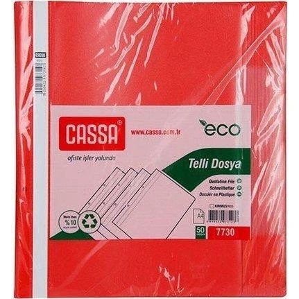 Cassa 7730 | Telli Dosya Plastik Eco A4 Kırmızı 50'li Paket ürün görseli 1