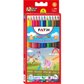 Fatih 12 Renk Üçgen Jumbo Tam Boy Kuruboya Kalemi | 33490 ürün görseli 1