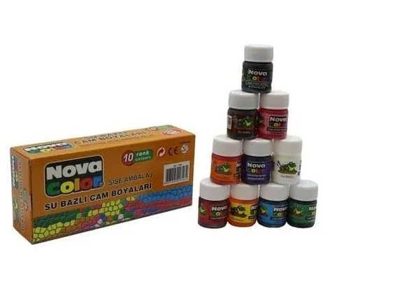 Nova Color Öğrenci Tipi Cam Boyası Su Bazlı 30 Cc 10 Renk Nc-199 ürün görseli 1