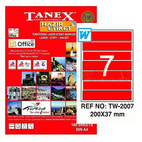 Tanex Tw-2007 Lazer Etiketi 200mm X 37mm | Tw-2007 ürün görseli 1