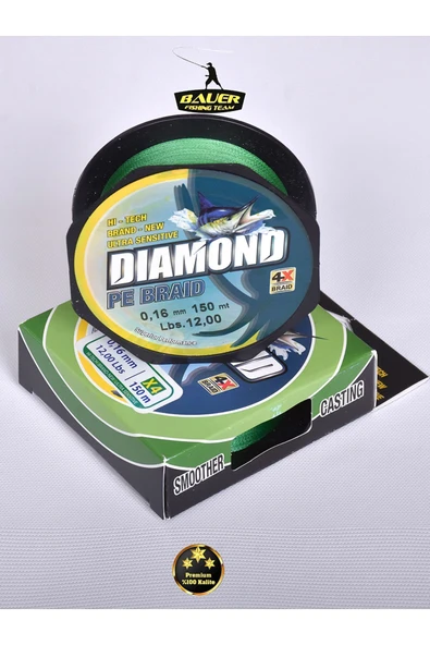 BAUER DIAMOND Pe Braid 4x 150 Metre Ip Misina Süper Kaliteli - Resim 4