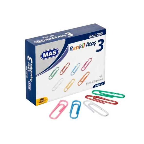 Mas Renkli Ataş Pvc Kaplı No 3 | 28mm ürün görseli 1