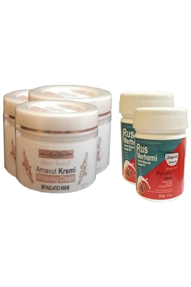 Three Brand Vücut Kremi 100 ml Arnavut Kremi3 Adet + Rus Merhemi 50 ml 2 Adet ürün görseli 1