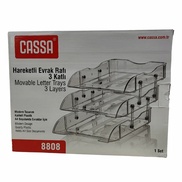 Cassa 3 Lü Evrak Rafı Hareketli Şeffaf 8808 - Resim 5