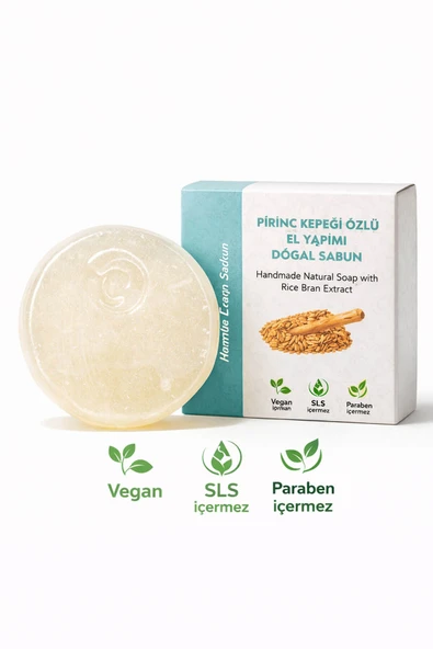 Pirinç Kepeği Özlü El Yapımı Doğal Oval Sabun - 100 gr ürün görseli 1