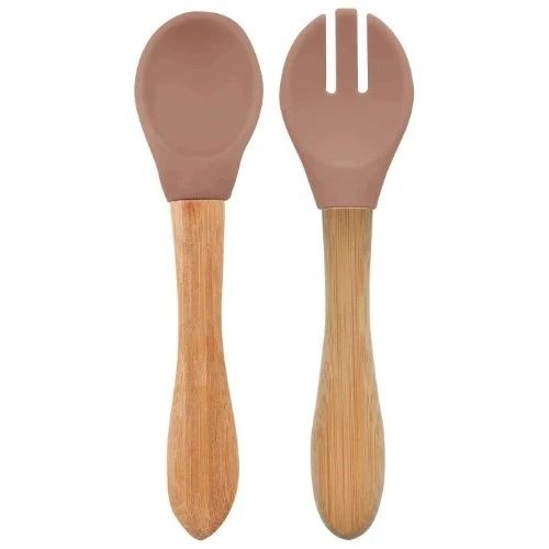OiOi Mama Kaşığı ve Çatal Seti Woody Brown ürün görseli 1