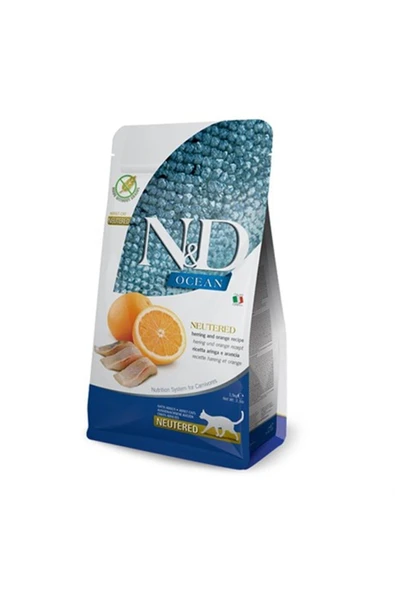 N&D Nd Ocean Ringa Balıklı Portakallı Kısırlaştırılmış Kedi Maması 5 Kg ürün görseli 1