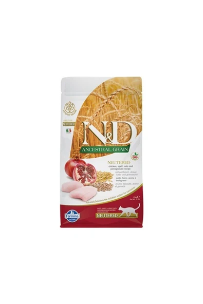 N&D Düşük Tahıllı Tavuk Ve Narlı Kısırlaştırılmış Kedi Maması 1,5 Kg ürün görseli 1