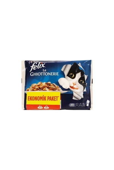 FELIX Kedi Maması Sığır Etli & Tavuklu Ekonomik Paket (4X85GR) X 12 Adet ürün görseli 1
