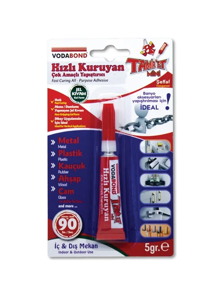 Vodobond Tamir Et Hızlı Kuruyan Çok Amaçlı Yapıştırıcı 5 Gram (Metal-Plastik-Kauçuk-Ahşap-Cam) ürün görseli 1