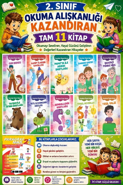 2. Sınıf Okuma Alışkanlığı Kazandıran Okumayı Sevdiren Tam 11 Kitap - 10 ürün görseli 1