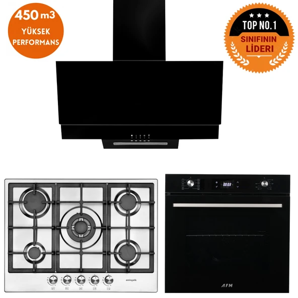 Eminçelik ve AFM TECH Markalı /GriinoX  Dijital Turbolu  Ankastre Set ( 22 380 + FM7700 + FM3250 ) ürün görseli 1