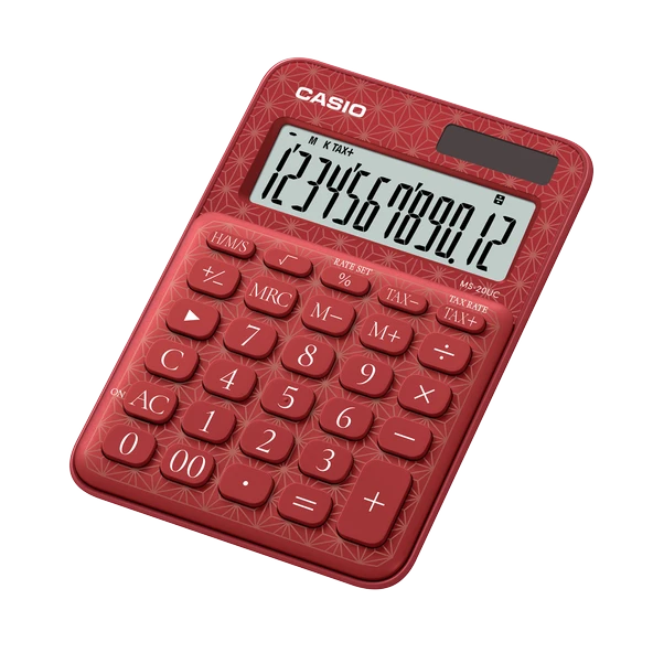 Casio Ms-20Uc-Jrd 12 Hane Kırmızı Desenli Masa Üstü Hesap Makinesi ürün görseli 1